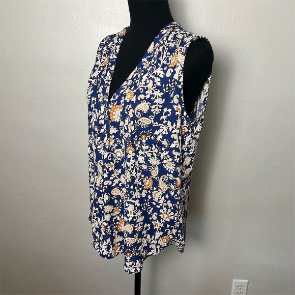 Willi Smith Floral Print Sleeveless Blouse V-Neck Casual Top Size M - Picture 2 of 7